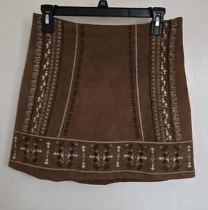Abercrombie & Fitch faux suede mini skirt with Tribal Embroidery